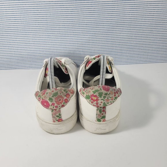 J Crew Saturday White Leather With Flower Print Sneakers Women's Size 9 - Picture 4 of 11